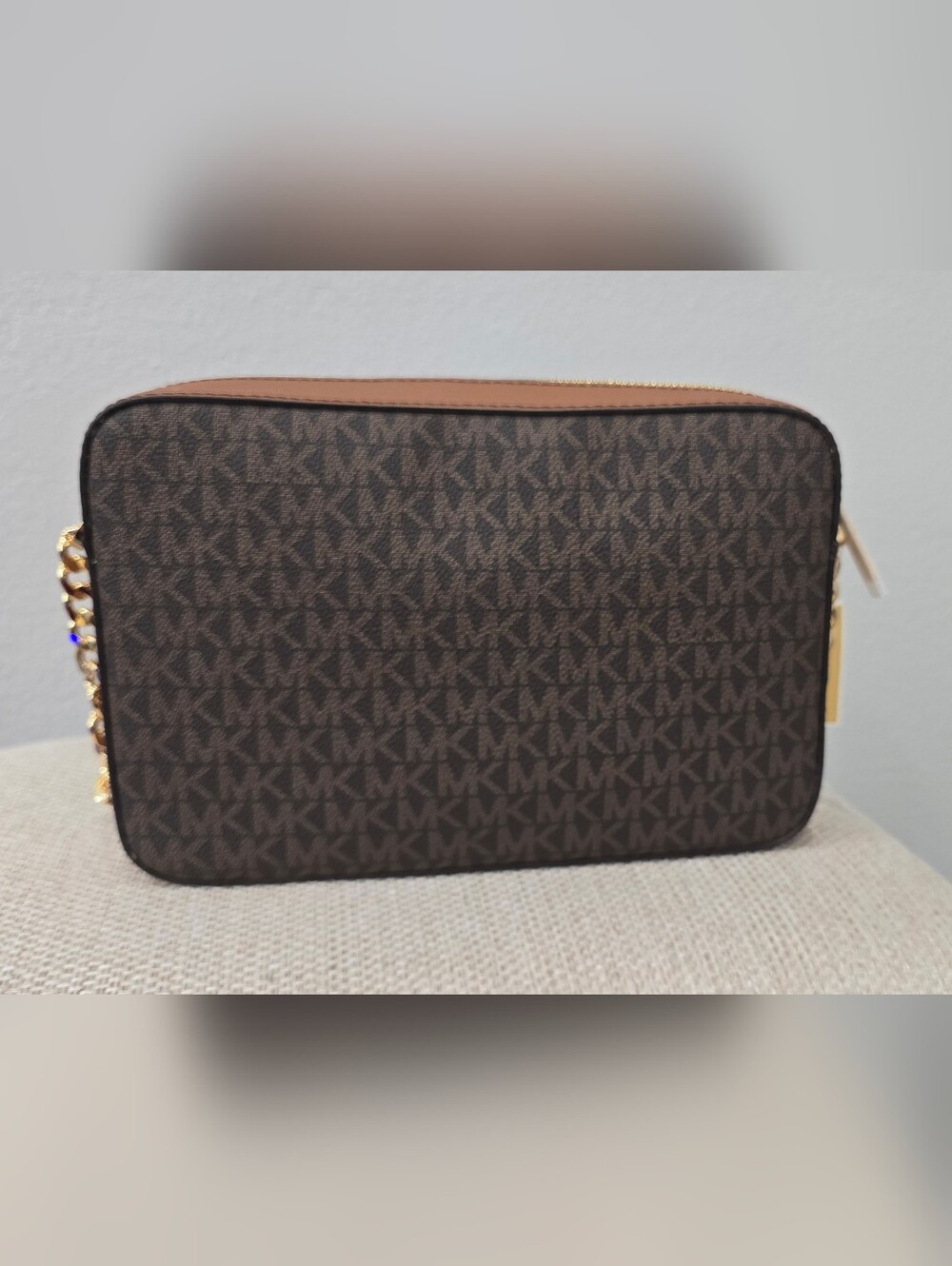 Michael Kors Jet Set Large Logo Crossbody Bag Brown NWT - Picture 5 of 13
